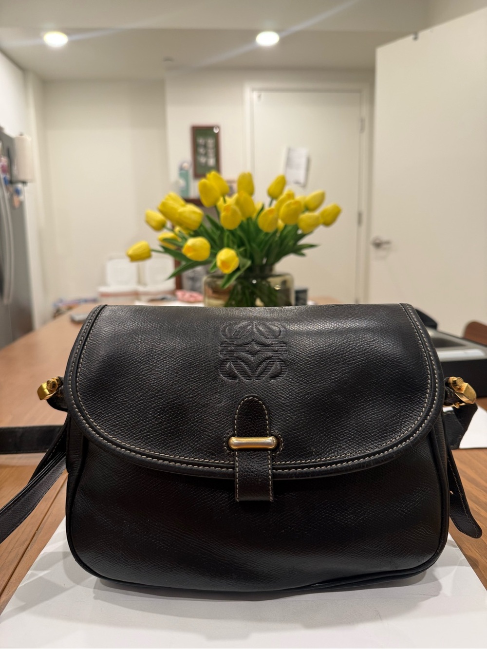 LOEWE Black Leather Crossbody Bag